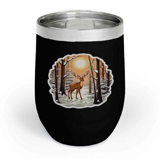 Deer in Forest Chill Wine Tumblers