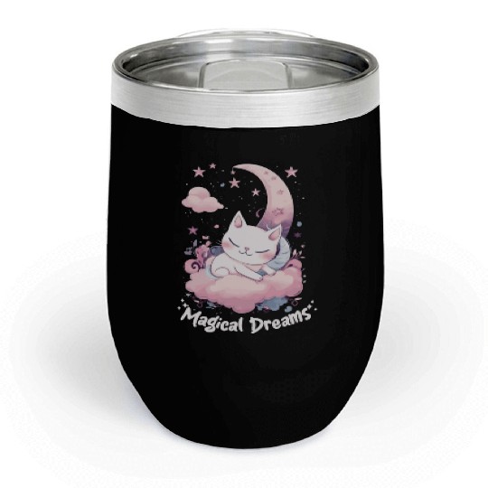 Magical Dreams Sleeping Cat Unicorns Pastel Moon S Chill Wine Tumblers