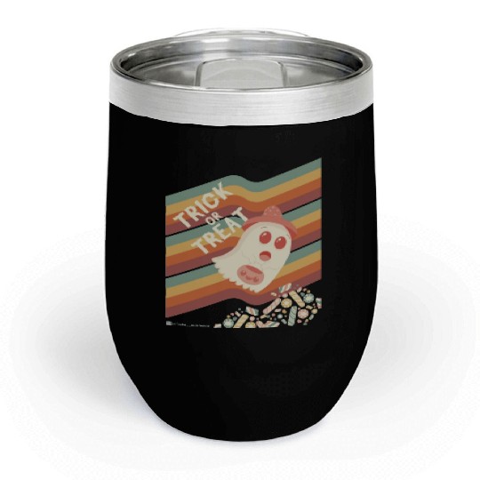 Retro Trick Or Treat Ghost Chill Wine Tumblers