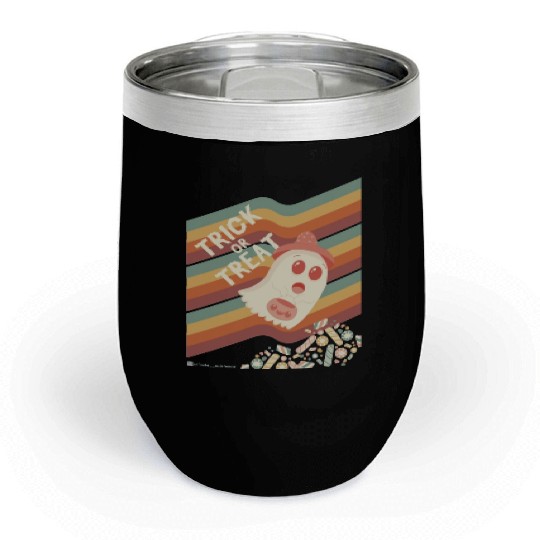 Retro Trick Or Treat Ghost Chill Wine Tumblers