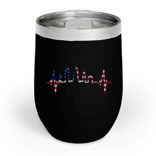 Chicago Skyline Heartbeat USA Heart I Love Chicago Chill Wine Tumblers
