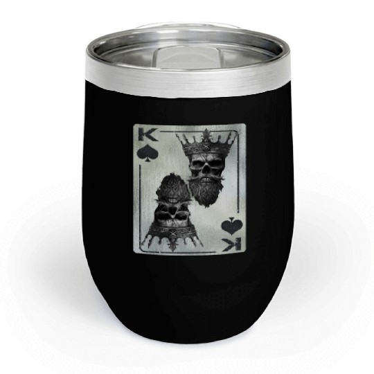 Spades King Bone Skull Creepy Halloween Fan Chill Wine Tumblers