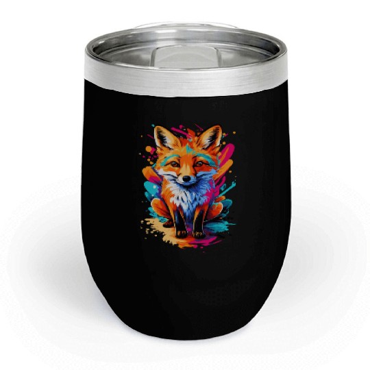 Fox Colourful - Cute Fox - Forest Animal Baby Fox Chill Wine Tumblers