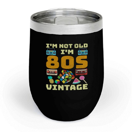 80s Vintage Vibes - Retro Design with Neon Colors Chill Wine Tumblers