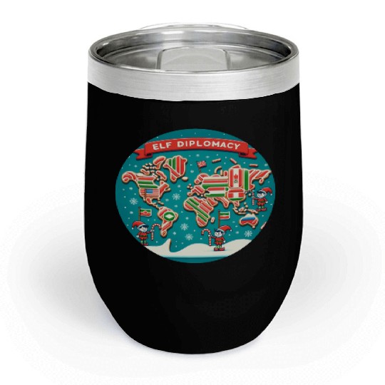 Elf Diplomacy - World Map of Sweet Connections Chill Wine Tumblers