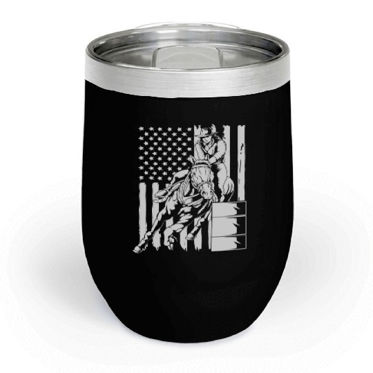 4th Of July Cowgirl Barrel Racing American Flag Chill Wine Tumblers