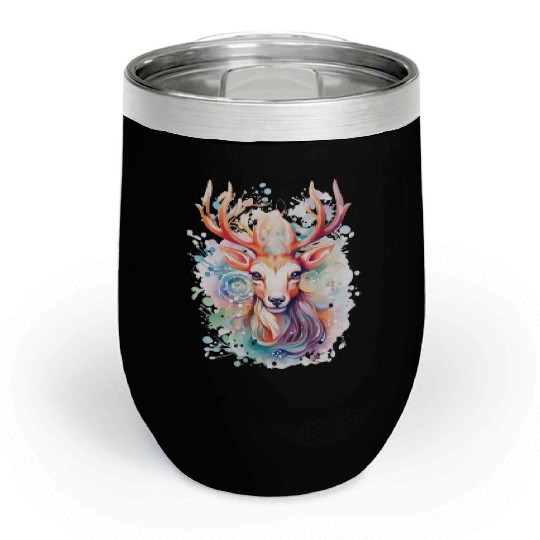 Colorful Reindeer Fantasy: Studio Ghibli Style Chill Wine Tumblers