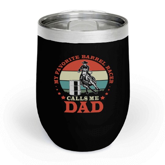 Retro Horse Riding Fathers Day Barrel Racing Dad Chill Wine Tumblers