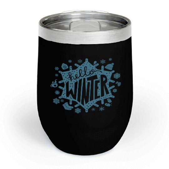 Abstract Winter Snowflakes" Chill Wine Tumblers