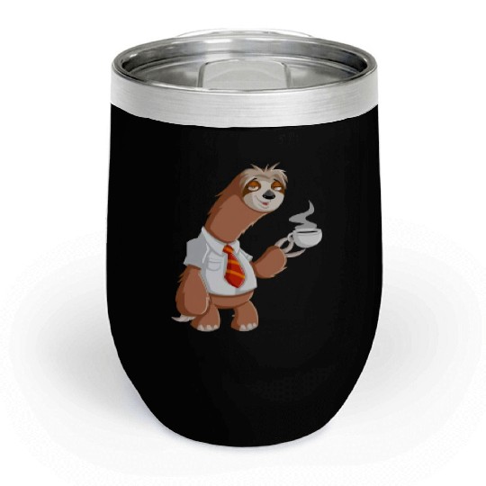 Smiling Sloth With Coffee Chill Wine Tumblers