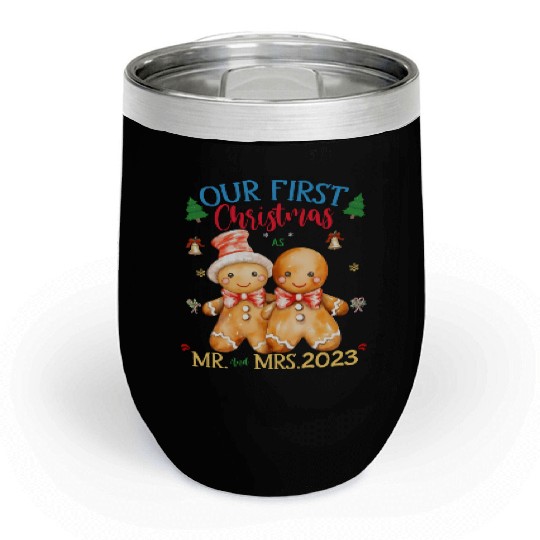 gingerbread couple first Christmas Mr. and Mrs. Chill Wine Tumblers