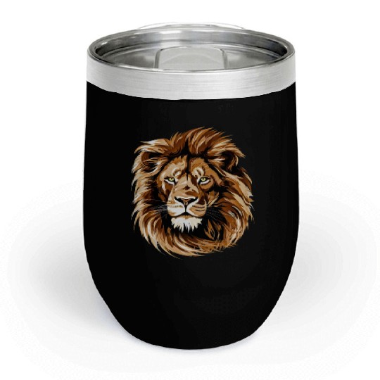 lion brown head in the style of detailed Chill Wine Tumblers
