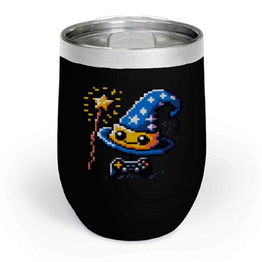 Gamer Wizard 8-Bit Hat with Controller Wand Chill Wine Tumblers