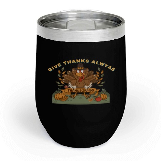Thanksgiving Bounty - Classic Design for you Chill Wine Tumblers