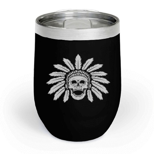 Indigenous Native American Skull Skull Head Chill Wine Tumblers
