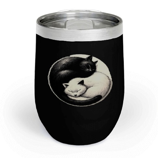 Yin and yang cats sleeping Chill Wine Tumblers