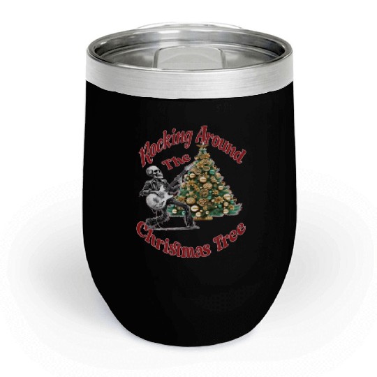 Rocking Around the Christmas Tree Skeleton Chill Wine Tumblers,