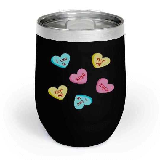 Sweet Candy Hearts Valentines Day Chill Wine Tumblers