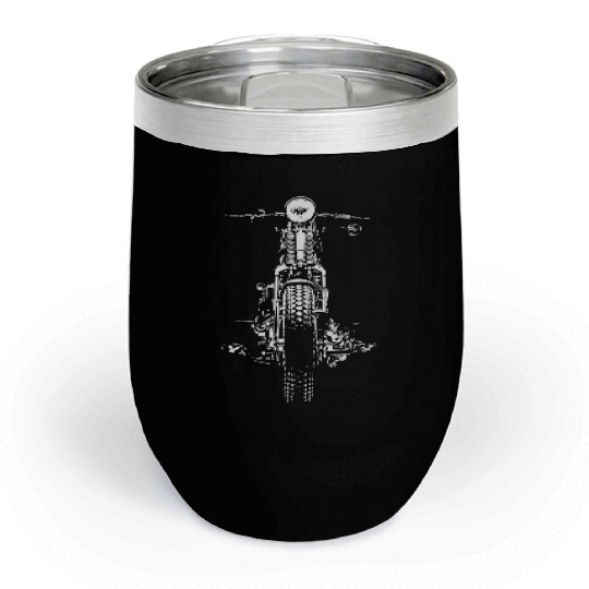 Retro Ride: Vintage Hand-Painted Motorcycle Design Chill Wine Tumblers
