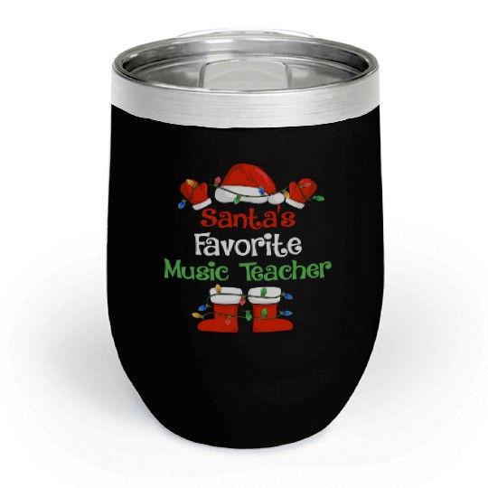 Santa's Favorite Music Teacher Funny Christmas Chill Wine Tumblers