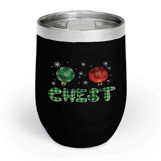 Chest Nuts Christmas Couple Funny Matching Chill Wine Tumblers