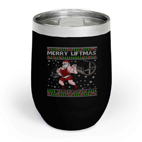 MERRY LIFTMAS Funny Strong Santa Claus Chill Wine Tumblers