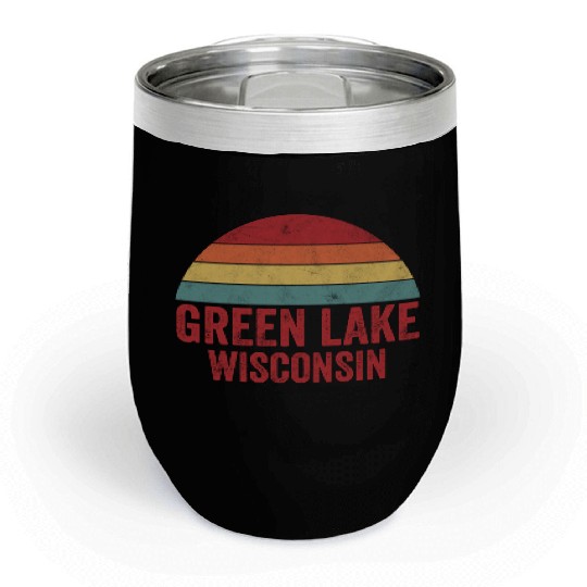 Vintage Green Lake Wisconsin Chill Wine Tumblers