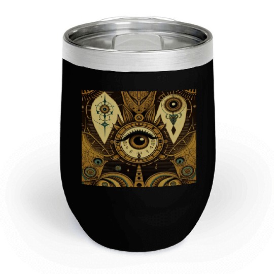 Abstract New Age 1920s Steampunk Design Chill Wine Tumblers