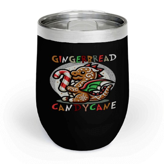 Gingerbread & Candy Cane - A Gingerbread Dragon Chill Wine Tumblers
