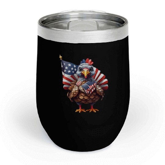 Patriotic Plumes: Thanksgiving Turkey Flag Style Chill Wine Tumblers