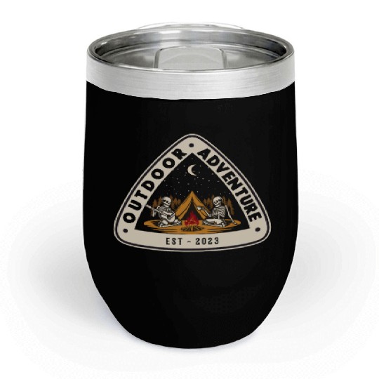 Outdoor Adventure Camper Camping Campfire Tent Chill Wine Tumblers