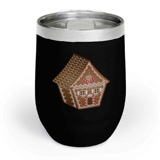 beautifully decorated gingerbread house for XMAS Chill Wine Tumblers