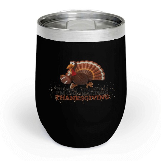 Football and turkey thanksgiving tees Chill Wine Tumblers