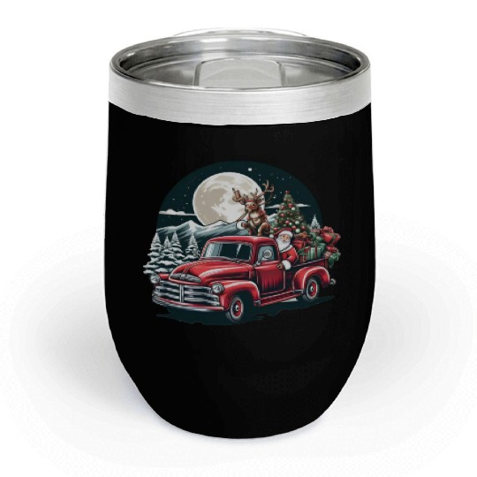 santa claus with Reindeer Chill Wine Tumblers