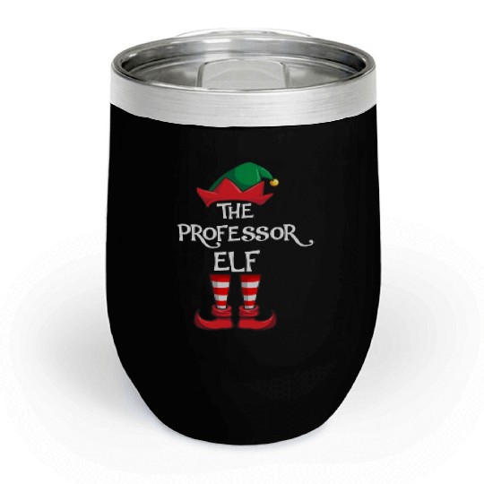 Professor Elf Matching Family Christmas Teacher Chill Wine Tumblers
