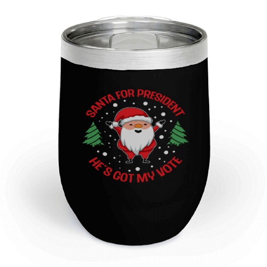 Santa For President Christmas Tree Voting Voter Chill Wine Tumblers