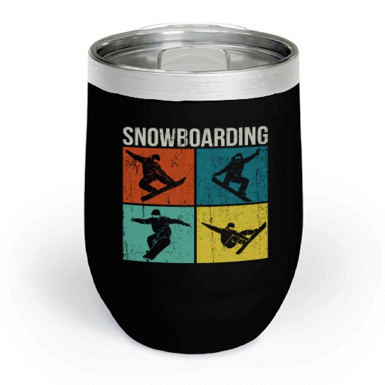 Retro Snowboard And Snowboarding Chill Wine Tumblers