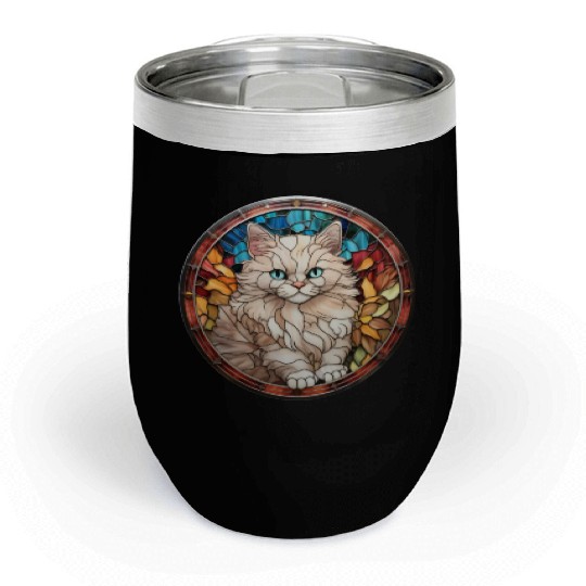 Ragdoll kitten in stained glass Chill Wine Tumblers