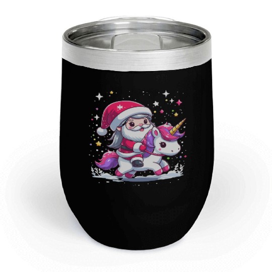 Santa Claus and Unicorn Chill Wine Tumblers