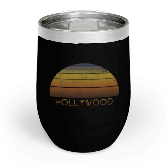 Retro Hollywood California Sunset Vacation Chill Wine Tumblers