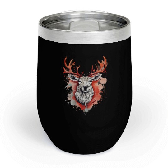 Reindeer Sublime Antler Silhouette Top Chill Wine Tumblers