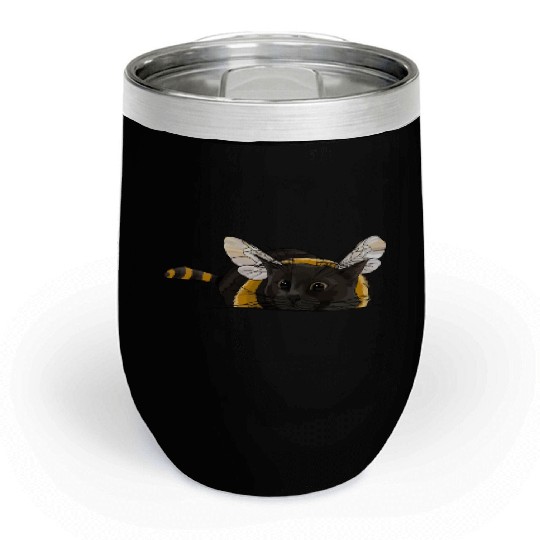 Fuzzy Little Bumblebee Kitty Chill Wine Tumblers
