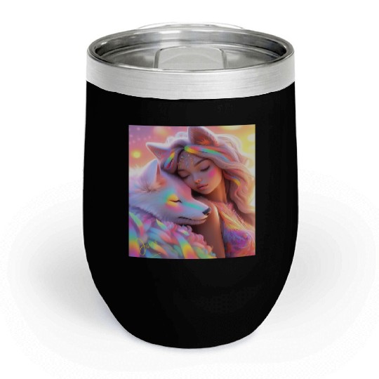 Rainbow Friends - White Wolf and Girl Chill Wine Tumblers