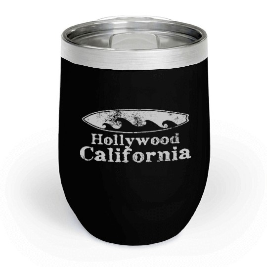 Hollywood California Surfboard Souvenirs Gifts Chill Wine Tumblers