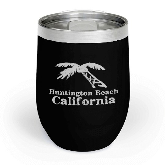 Huntington Beach California Palm Tree Souvenirs Chill Wine Tumblers