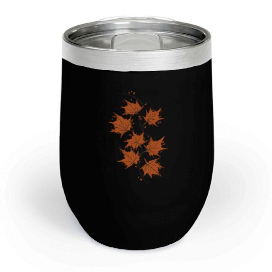 Brown Maple Leaves Chill Wine Tumblers
