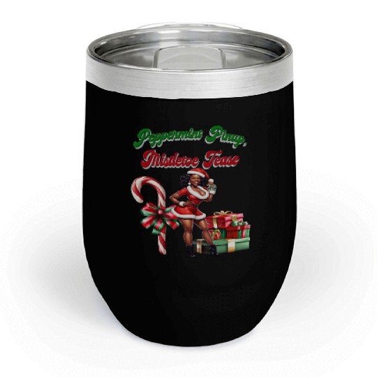 Peppermint Pinup, Mistletoe Tease Chill Wine Tumblers
