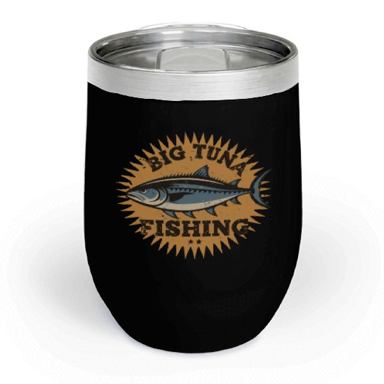 Big Tuna Fishing Vintage Design Chill Wine Tumblers