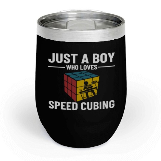 Just A Boy Who Loves Math & Speed Cubing Chill Wine Tumblers