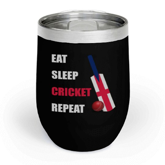 Eat Sleep Cricket Repeat England Flag Cricket Bat Chill Wine Tumblers
